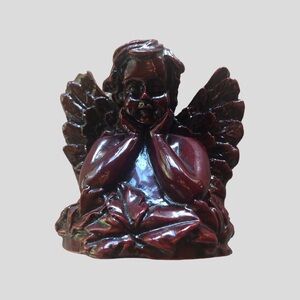 Vintage Thinking Cherub Figurine (Mahogany Resin)